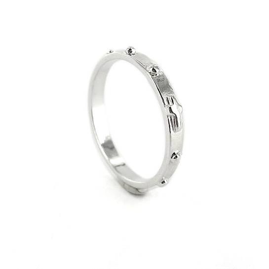 Rosario anello in argento 925 con 10 grani tondi misura italiana n°20 - diametro interno mm 20,5 circa	