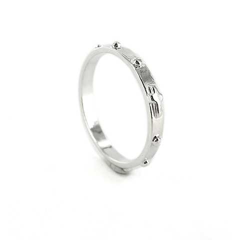 Rosario anello in argento 925 con 10 grani tondi - diametro interno mm 19,5 / misura italiana: 21