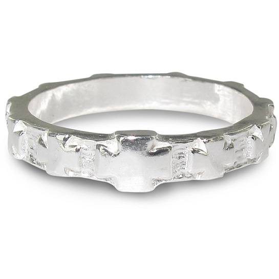 Rosario anello in argento 925 con 10 croci misura italiana n°16 - diametro interno mm 17,8 circa