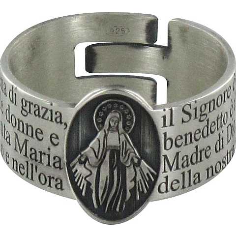 Anello in argento 925 con l'incisa preghiera Ave Maria misura italiana n°13 - diametro interno mm 17 circa