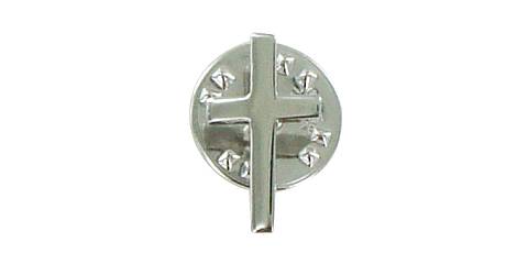 Croce distintivo in argento 925 lucido con clips - 1,5 cm