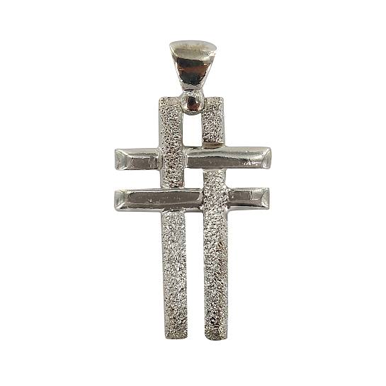 Croce in argento 925 con baretta incrociata - 2,5 cm