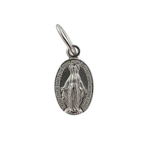 Medaglia Madonna Miracolosa in Argento 925, Altezza dell'Ovale: 1 cm, Larghezza: 8 mm