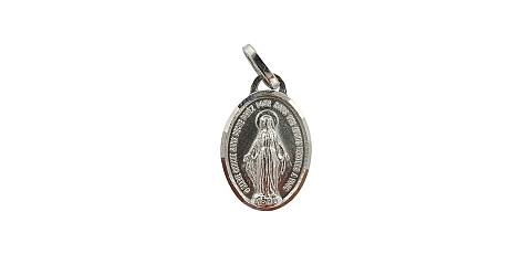 Medaglia Ciondolo Madonna Miracolosa Autentica in Argento 925, Ciondolo/Pendente a Forma di Medaglia con Simboli Corretti, Altezza Ovale: 1,5 Cm, Larghezza: 1,1 Cm
