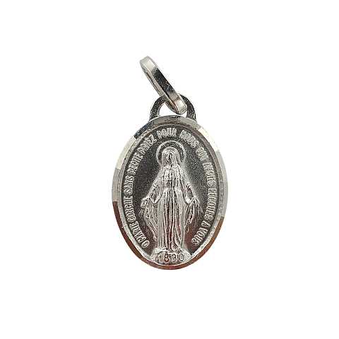 Medaglia Madonna Miracolosa in Argento 925, Altezza dell'Ovale: 1,5 cm, Larghezza: 1,1 cm