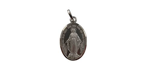 Medaglia Ciondolo Madonna Miracolosa Autentica in Argento 925, Ciondolo / Pendente a Forma di Medaglia con Simboli Corretti, Altezza Ovale: 2 Cm, Larghezza: 1,4 Cm