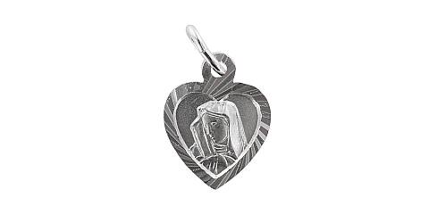 Medaglia Madonna Addolorata in argento 925 a forma di cuore - 1,4 cm