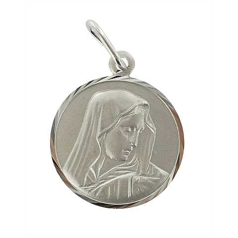 Medaglia Madonna Addolorata tonda in argento 925 - 2,2 cm
