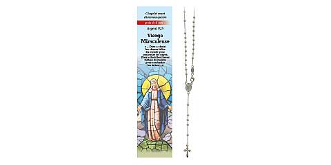Rosario Madonna Miracolosa in argento 925 con grani da Ø 4 mm e preghiera in francese