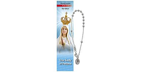 Bracciale rosario Madonna di Fatima in argento con 11 grani da 4 mm - Inglese