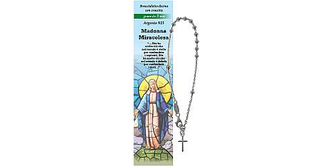 Bracciale rosario Madonna Miracolosa con 11 grani in argento da 3 mm con croce 