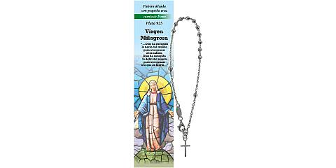 Bracciale rosario in argento 925 con 11 grani da 3 mm con croce - Madonna Miracolosa - spagnolo