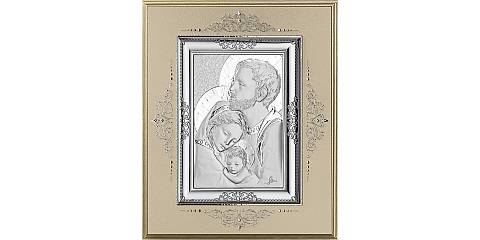Icona Sacra Famiglia in argento 925 e legno - 10,5 x 8,5 cm