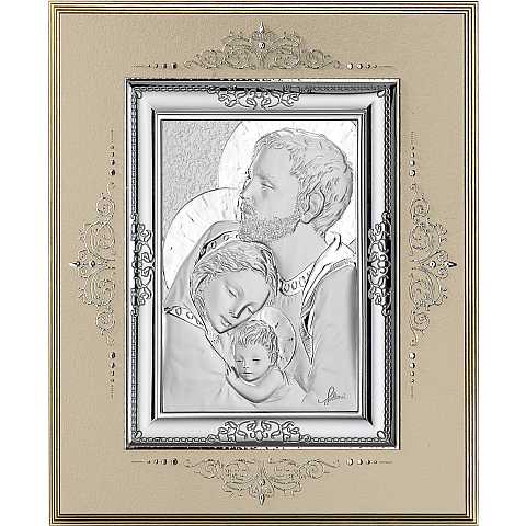 Icona Sacra Famiglia in argento 925 e legno - 14 x 17 cm