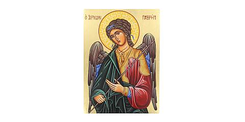Icona Arcangelo Gabriele dipinta a mano su legno con fondo oro cm 19x26