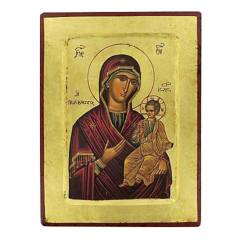 Icona Madonna con il Bambino, produzione greca su legno - 24 x 18 cm
