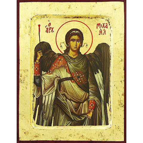 Icona San Michele Arcangelo, produzione greca su legno - 25,5 x 19 cm