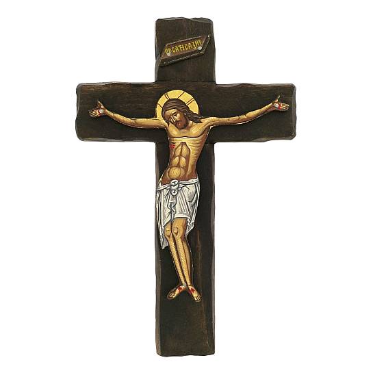 Crocifisso Cristo morente, produzione greca in legno - 21,5 x 14 cm
