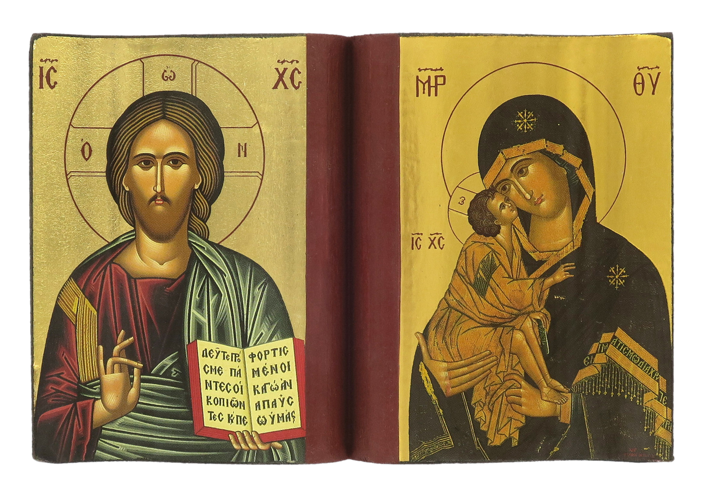 Ferrari & Arrighetti Croce Cristo morente Icona Greca in Legno con Sfondo Dorato 28 x 19 cm 