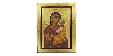 Icona Madonna col Bambino Greca in legno - 32,5 x 25 cm