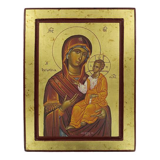 Icona Madonna col Bambino Greca in legno - 32,5 x 25 cm