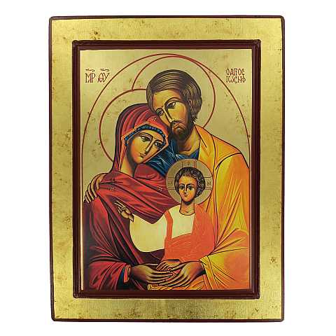 Icona Sacra Famiglia, produzione greca su legno - 32 x 25 cm