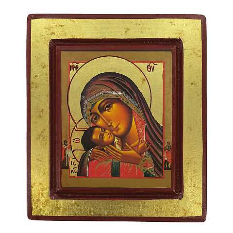 Icona Madonna di Korsun, produzione greca su legno - 14 x 12,5 cm