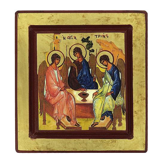 Icona Trinità di Rublev, produzione greca su legno - 14 x 13,5 cm