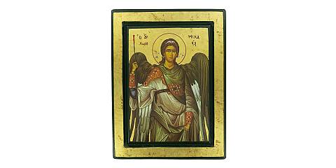 Icona San Michele Arcangelo, produzione greca su legno - 25 x 20 cm 