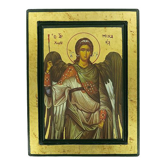 Icona San Michele Arcangelo, produzione greca su legno - 25 x 20 cm 
