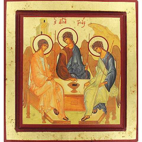 Icona Trinità di Rublev, produzione greca su legno - 22 x 21 cm