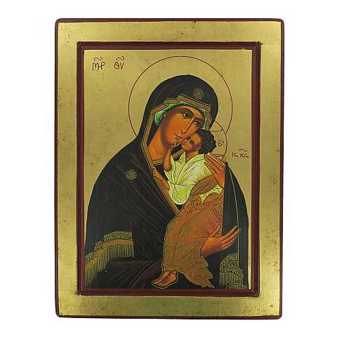 Icona Madre di Dio di Jaroslav, produzione greca su legno - 33 x 25 cm