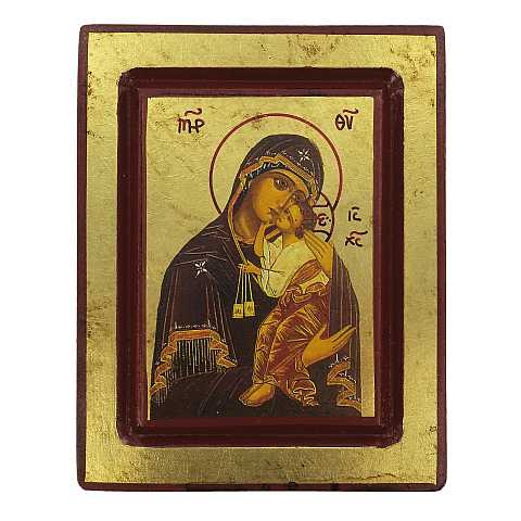 Icona Madonna del Carmine, produzione greca su legno - 14 x 11 cm