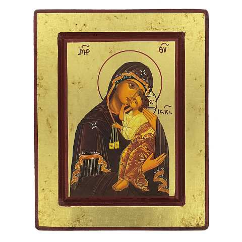 Icona Madonna del Carmine, produzione greca su legno - 19 x 15 cm