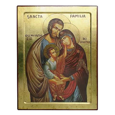 Icona Sacra Famiglia, produzione greca su legno - 36 x 47,5 cm