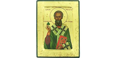 Icona Saint Patrick / San Patrizio, produzione greca su legno - 19 x 14 cm