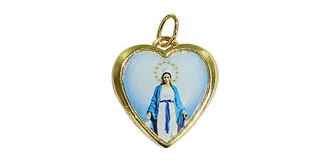 Medaglia cuore con resina Madonna Miracolosa