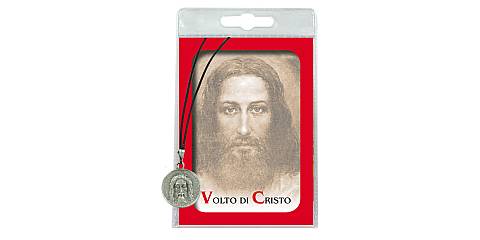 Medaglia Volto di Cristo in argento ossidato - Ø 2 cm