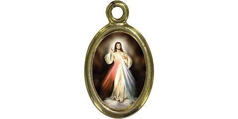 Medaglia Gesù Misericordioso in metallo dorato e resina - 1,5 cm