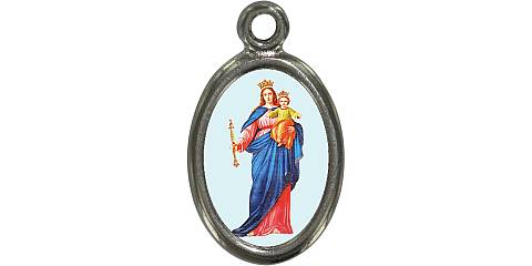 Medaglia Madonna Ausiliatrice in metallo nichelato e resina - 1,5 cm