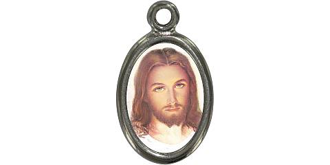 Medaglia Volto Gesù in metallo nichelato e resina - 1,5 cm