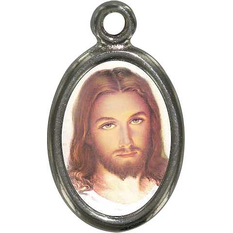 Medaglia Volto Gesù in metallo nichelato e resina - 1,5 cm