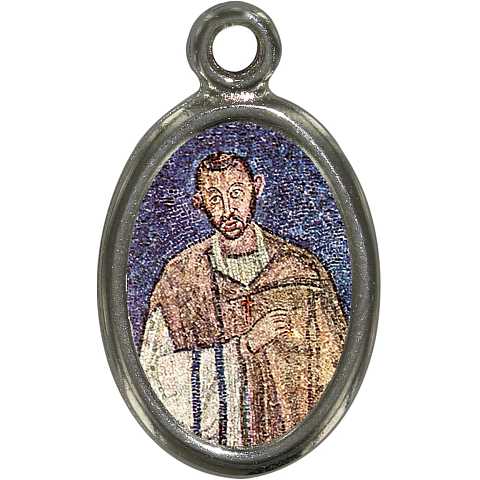 Medaglia Sant Ambrogio in metallo nichelato e resina - 1,5 cm