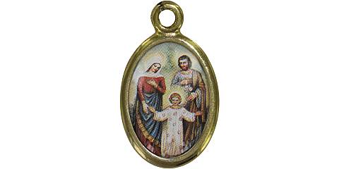 Medaglia Santa Famiglia in metallo dorato e resina - 2,5 cm