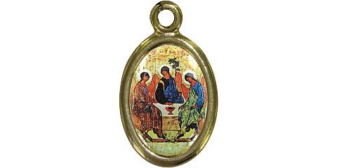 Medaglia Santissima Trinità in metallo dorato e resina - 2,5 cm