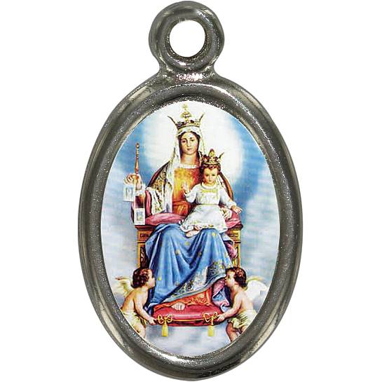 Medaglia Madonna del Carmelo in metallo nichelato e resina - 2,5 cm