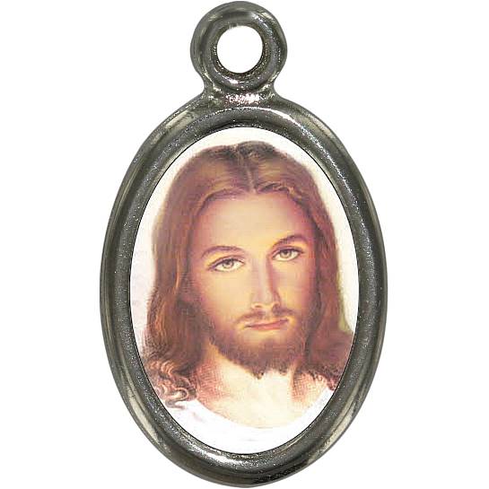 Medaglia Gesù in metallo nichelato e resina - 2,5 cm