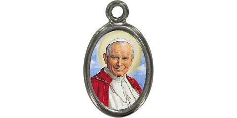 Medaglia Papa San Giovanni Paolo II in metallo nichelato e resina - 2,5 cm