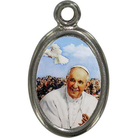 Medaglia Papa Francesco Benedicente in metallo nichelato e resina - 3,5 cm