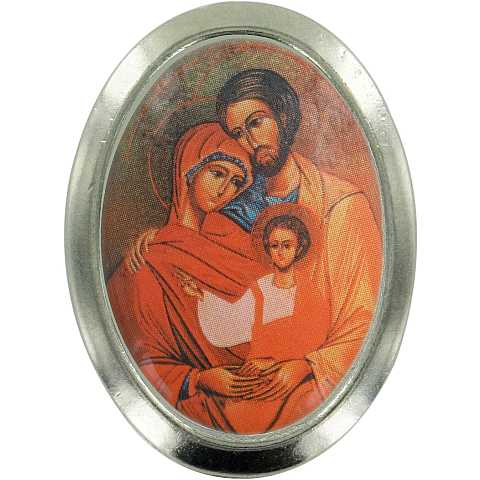Calamita Santa Famiglia icona in metallo nichelato ovale
